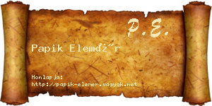 Papik Elemér névjegykártya
